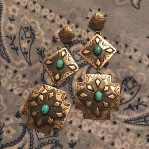 Sterling Silver and Turquoise Concho Earrings